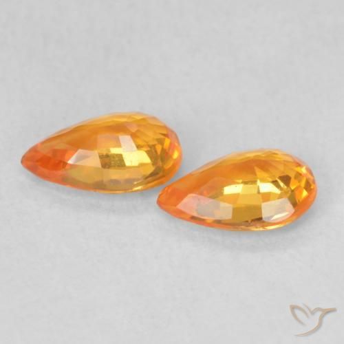 Gemas de Zafiro Naranja claro natural de 0.96 ct, En forma de pera, VS