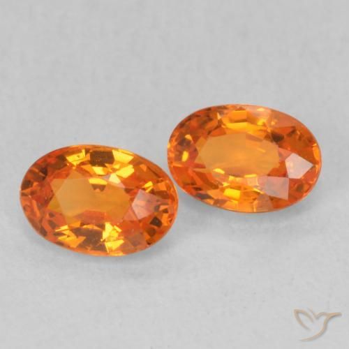 Gemas de Zafiro Naranja medio natural de 1.22 ct, Ovalada, VS
