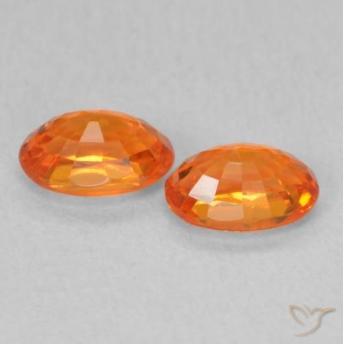 Gemas de Zafiro Naranja medio natural de 1.22 ct, Ovalada, VS