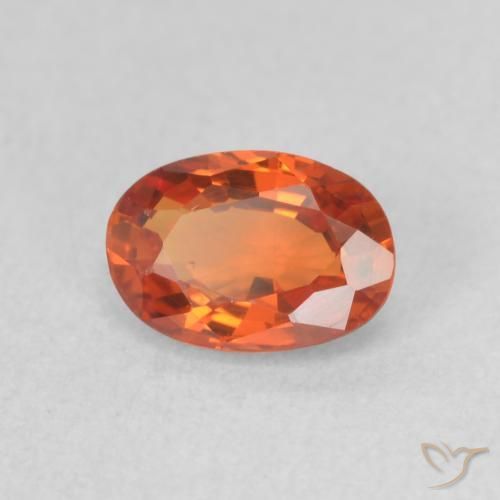 Zafiro Naranja medio natural de 0.71 ct, Ovalada, VVS-VS