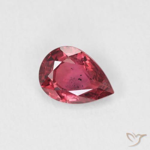 Zafiro Rojo púrpura natural de 0.50 ct, En forma de pera, VS