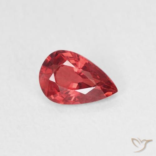 Zafiro Rojo escarlata natural de 0.42 ct, En forma de pera, VVS-VS