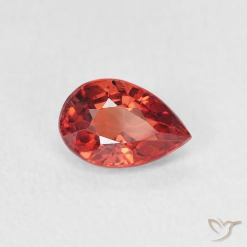 Zafiro Rojo medio natural de 0.64 ct, En forma de pera, VVS-VS
