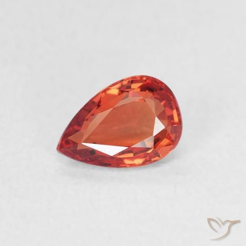 0.56ct Natural Naranja rojizo Zafiro, En forma de pera, VVS-VS