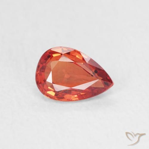 Zafiro Naranja rojizo natural de 0.56 ct, En forma de pera, VVS-VS