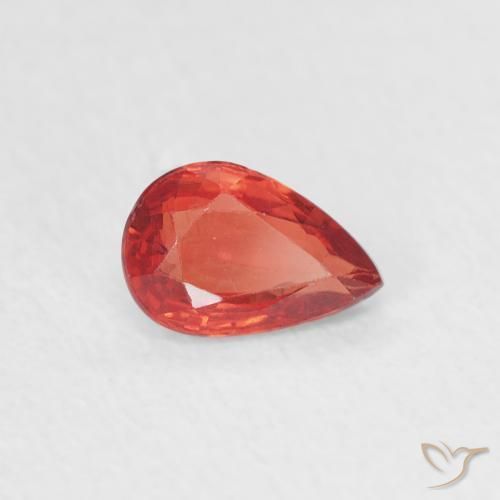 Zafiro Rojo medio natural de 0.44 ct, En forma de pera, VVS-VS