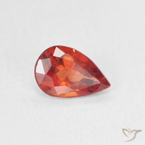 Zafiro Rojo intenso natural de 0.51 ct, En forma de pera, VVS-VS
