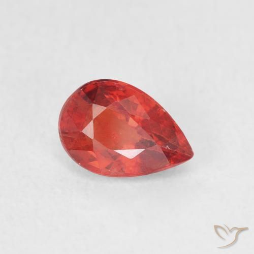 Zafiro Rojo fuego natural de 0.68 ct, En forma de pera, VS