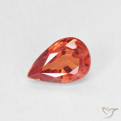 0.63ct Natural Naranja cálido Zafiro, En forma de pera, VS