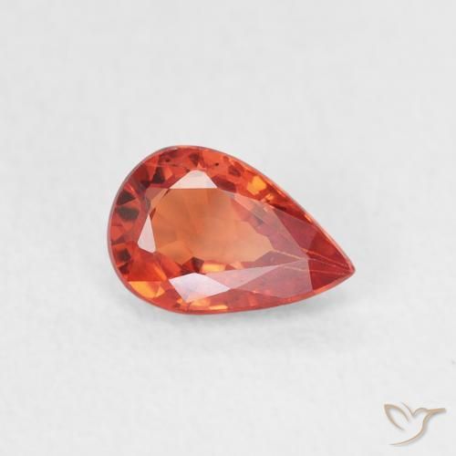 Zafiro Naranja cálido natural de 0.63 ct, En forma de pera, VS