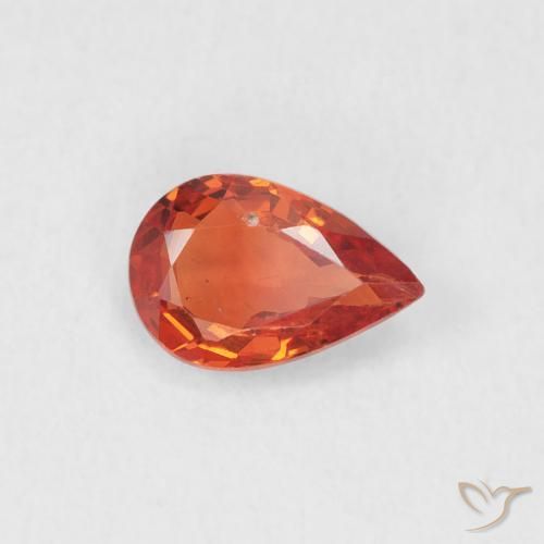 Zafiro Naranja medio natural de 0.50 ct, En forma de pera, VS