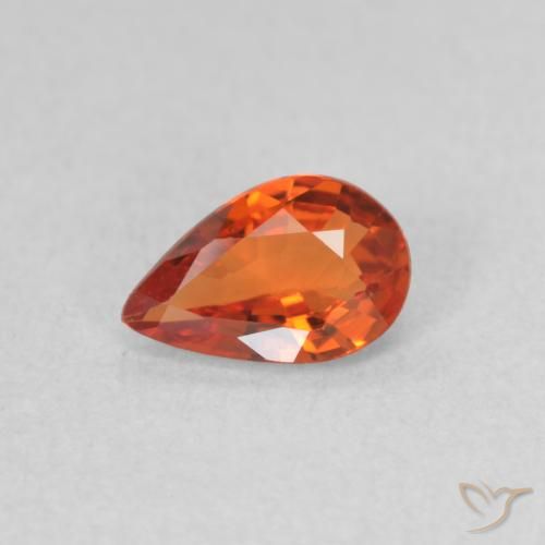 0.44ct Natural Naranja rojizo Zafiro, En forma de pera, VVS-VS