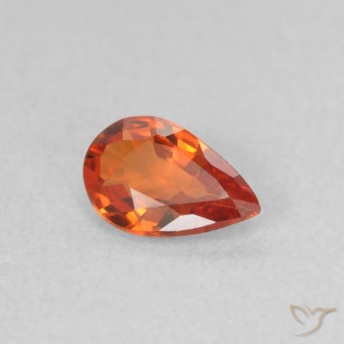 Zafiro Naranja rojizo natural de 0.44 ct, En forma de pera, VVS-VS