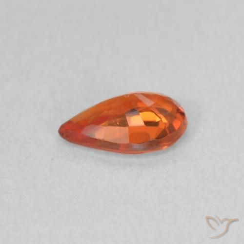 Zafiro Naranja rojizo natural de 0.44 ct, En forma de pera, VVS-VS
