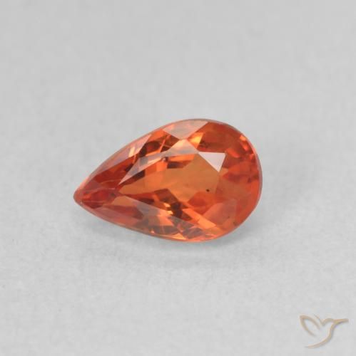 0.58ct Natural Naranja rojizo Zafiro, En forma de pera, VS