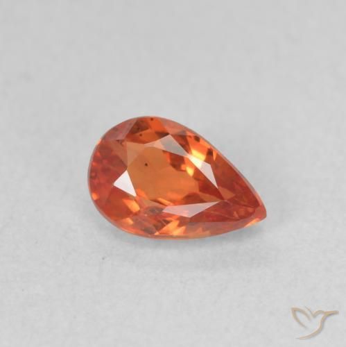 Zafiro Naranja rojizo natural de 0.58 ct, En forma de pera, VS