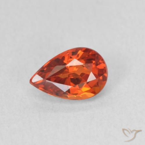 0.69ct Natural Naranja rojizo Zafiro, En forma de pera, VVS-VS