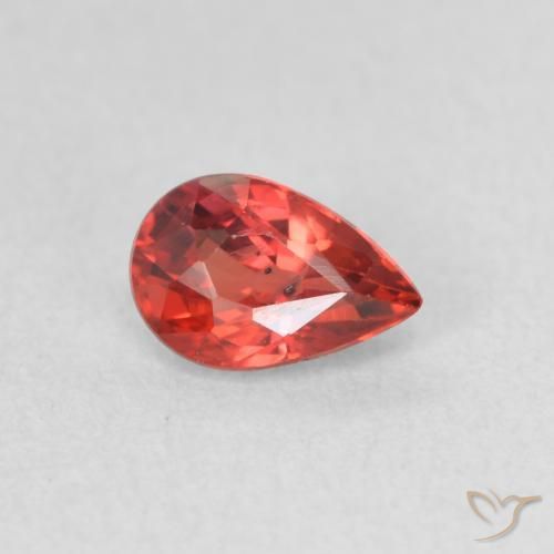 Zafiro Rojo intenso natural de 0.56 ct, En forma de pera, VS