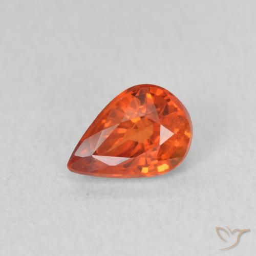 0.58ct Natural Naranja rojizo Zafiro, En forma de pera, VS