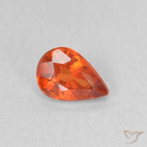 Zafiro Naranja rojizo natural de 0.58 ct, En forma de pera, VS