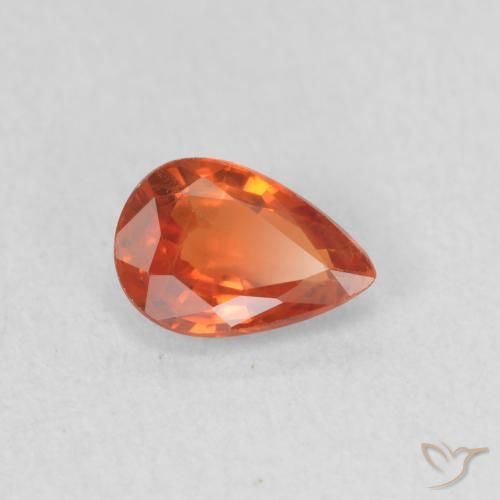 Zafiro Naranja medio natural de 0.53 ct, En forma de pera, VS