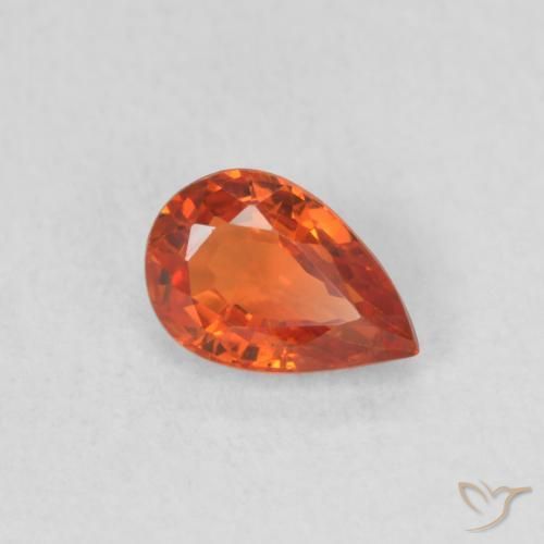 Zafiro Naranja rojizo natural de 0.59 ct, En forma de pera, VS