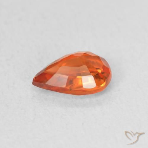 Zafiro Naranja rojizo natural de 0.59 ct, En forma de pera, VS