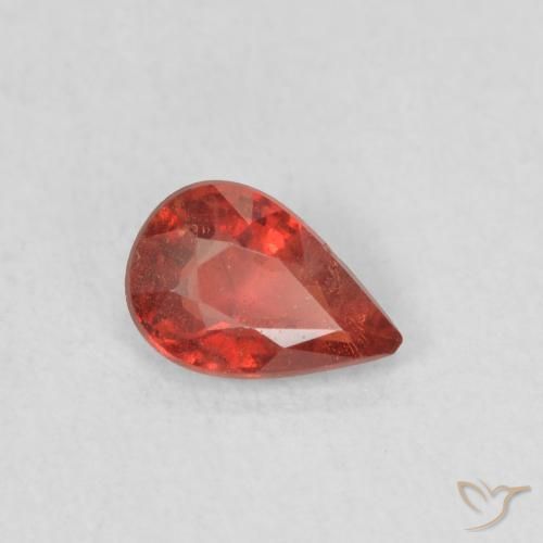 Zafiro Rojo carmesí claro natural de 0.43 ct, En forma de pera, VS