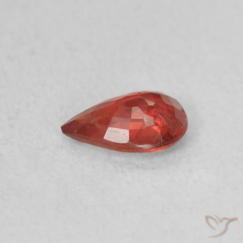 Zafiro Rojo carmesí claro natural de 0.43 ct, En forma de pera, VS