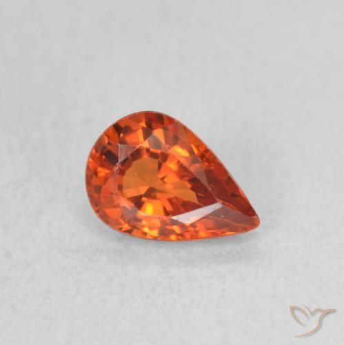 Zafiro Naranja fuego natural de 0.61 ct, En forma de pera, VVS-VS