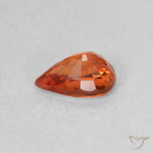 Zafiro Naranja fuego natural de 0.61 ct, En forma de pera, VVS-VS