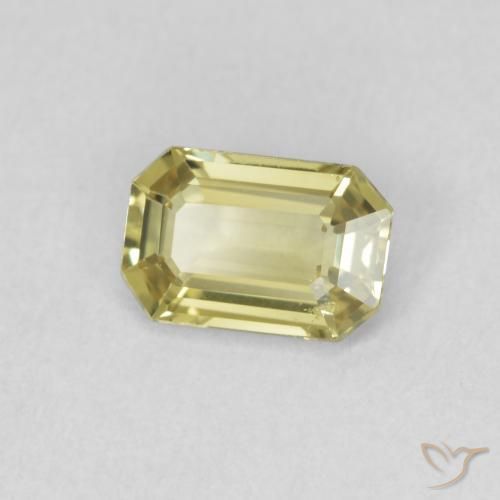 Zafiro Amarillo pálido natural de 0.70 ct, Corte Octágono / Esmeralda, VVS
