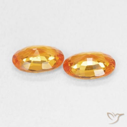 Gemas de Zafiro Naranja medio natural de 0.98 ct, Ovalada, VS
