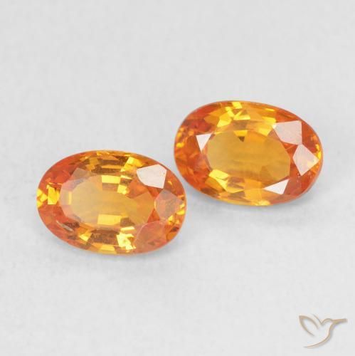 Gemas de Zafiro Naranja claro natural de 1.29 ct, Ovalada, VVS-VS