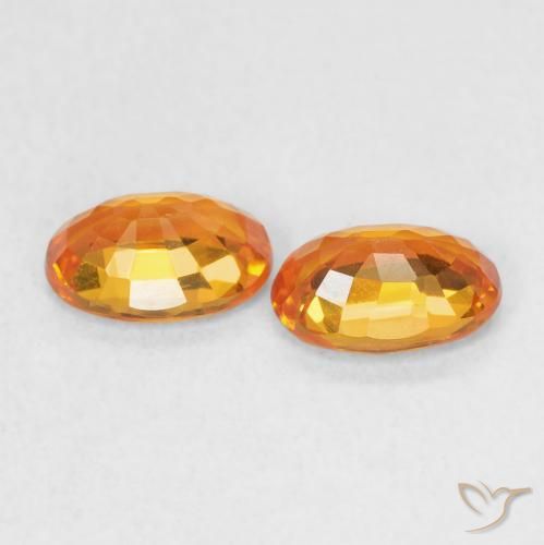 Gemas de Zafiro Naranja claro natural de 1.29 ct, Ovalada, VVS-VS