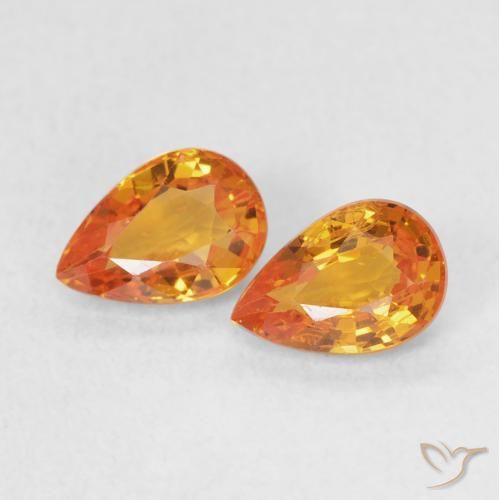 Gemas de Zafiro Naranja claro natural de 1.09 ct, En forma de pera, VS