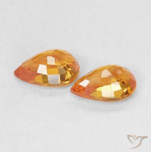 Gemas de Zafiro Naranja claro natural de 1.09 ct, En forma de pera, VS