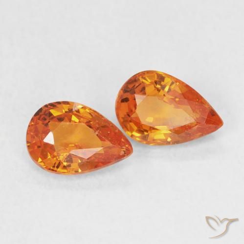 Gemas de Zafiro Naranja claro natural de 1.07 ct, En forma de pera, VS