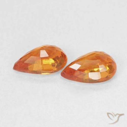Gemas de Zafiro Naranja claro natural de 1.07 ct, En forma de pera, VS