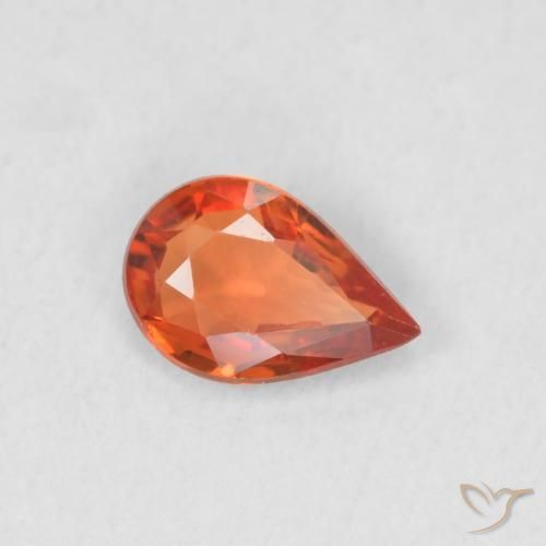 Zafiro Naranja medio natural de 0.35 ct, En forma de pera, VVS