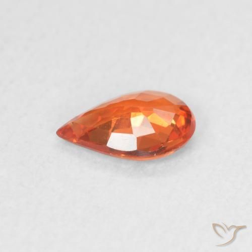 Zafiro Naranja medio natural de 0.35 ct, En forma de pera, VVS
