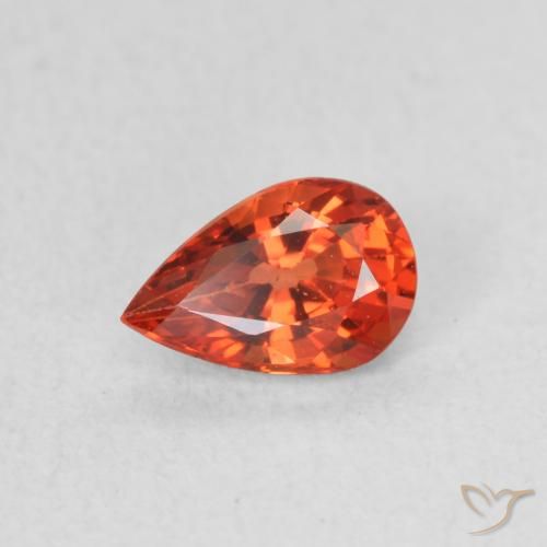 0.49ct Natural Naranja rojizo Zafiro, En forma de pera, VVS
