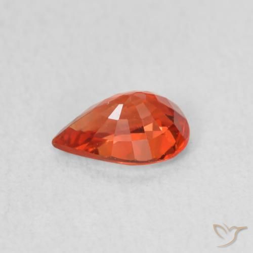 Zafiro Naranja rojizo natural de 0.49 ct, En forma de pera, VVS