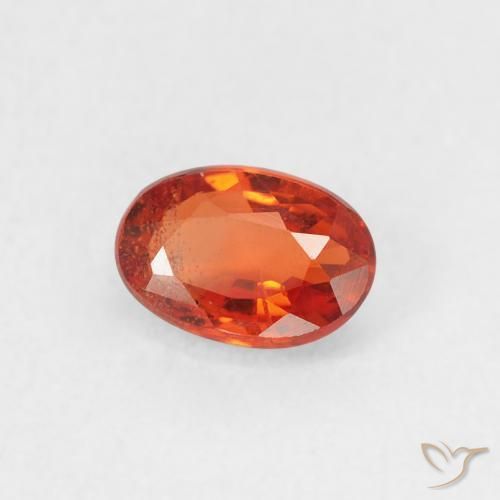 Zafiro Naranja fuego natural de 0.58 ct, Ovalada, VS