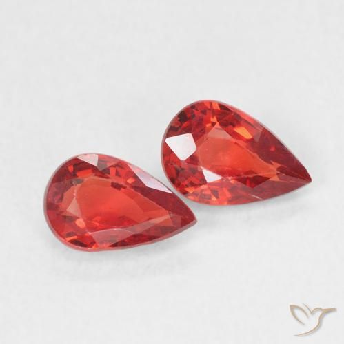 Gemas de Zafiro Rojo fuego natural de 1.06 ct, En forma de pera, VVS-VS