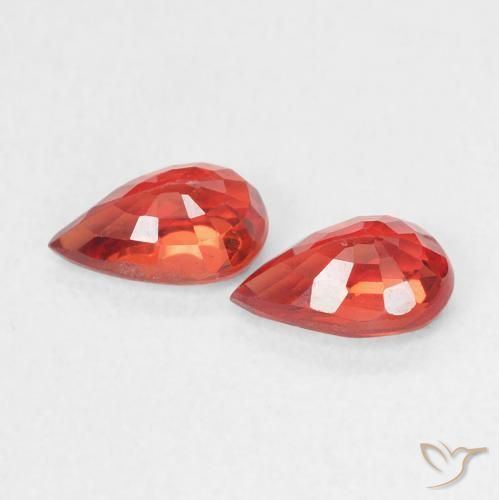 Gemas de Zafiro Rojo fuego natural de 1.06 ct, En forma de pera, VVS-VS
