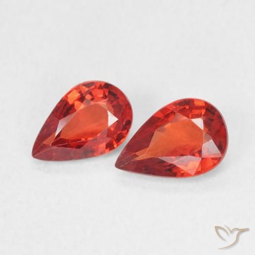 Gemas de Zafiro Rojo intenso natural de 0.99 ct, En forma de pera, VVS-VS