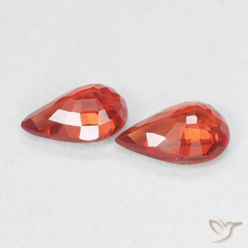 Gemas de Zafiro Rojo intenso natural de 0.99 ct, En forma de pera, VVS-VS