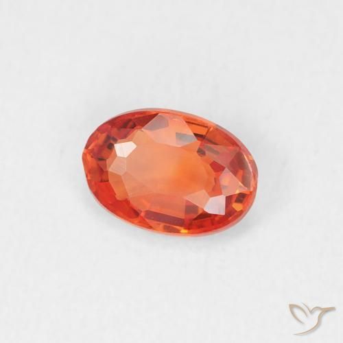Zafiro Naranja fuego natural de 0.53 ct, Ovalada, VVS