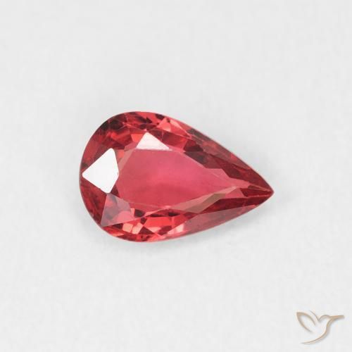 Zafiro Rojo medio natural de 0.45 ct, En forma de pera, VVS